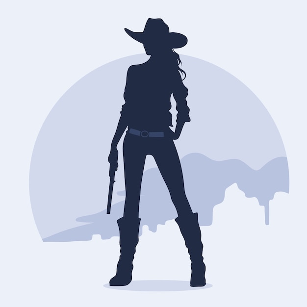 Free Vector hand drawn cowgirl silhouette