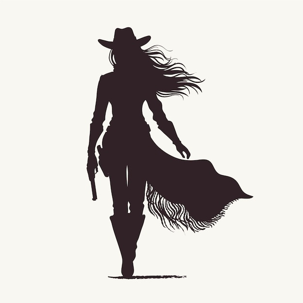 Hand drawn cowgirl silhouette