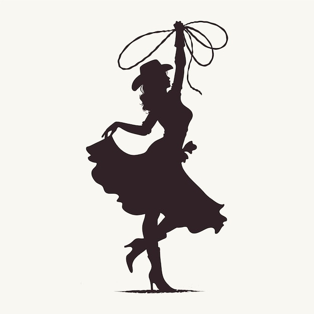 Hand drawn cowgirl silhouette