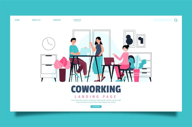 Free Vector hand drawn coworking landing page