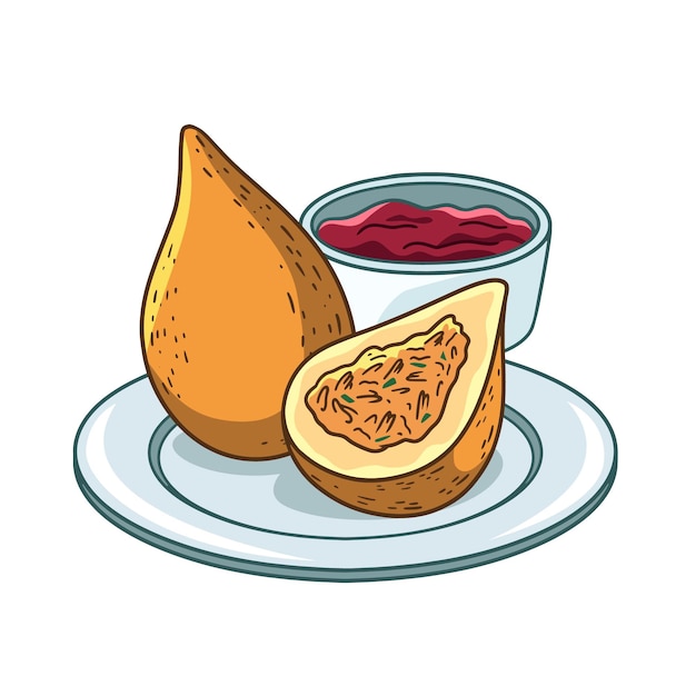 Free Vector hand drawn coxinha food