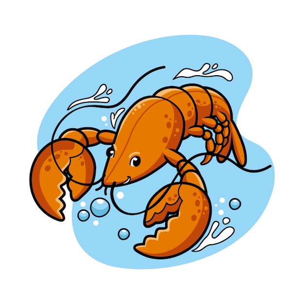 Free vector hand drawn crawfish cartoon illustration