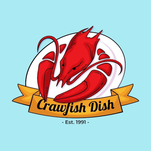 Free Vector hand drawn crawfish logo