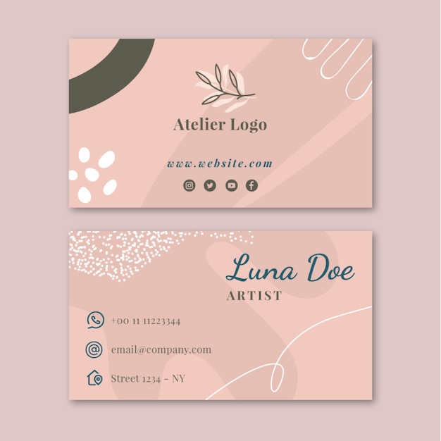 Hand drawn creative atelier horizontal business card