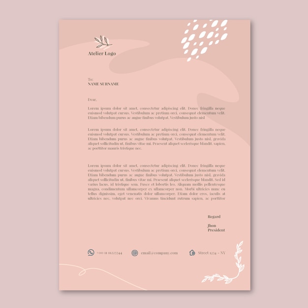 Hand drawn creative atelier letterhead