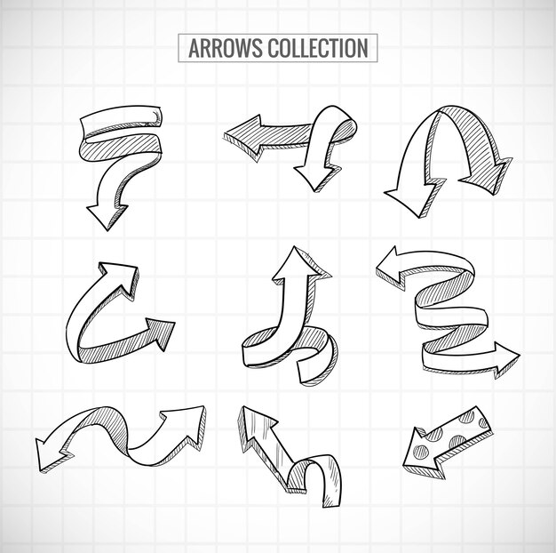 Hand drawn creative business arrow set design