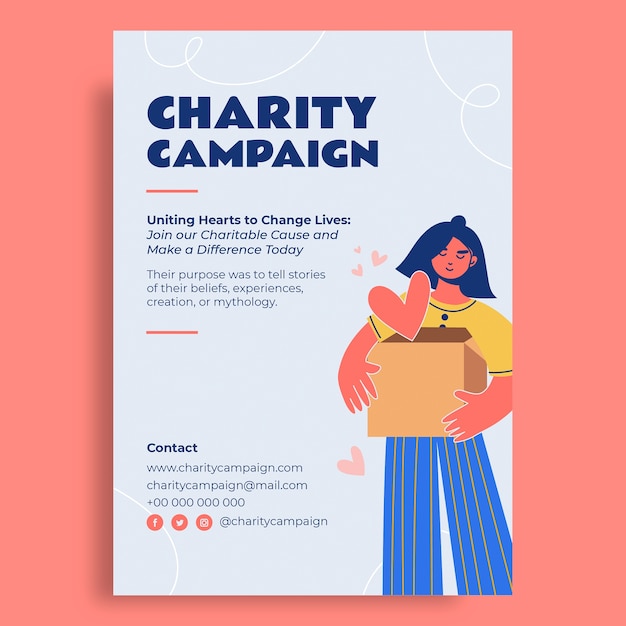 Hand drawn creative charity campaign poster template