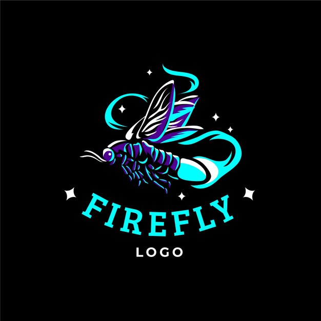 Hand drawn creative firefly logo template