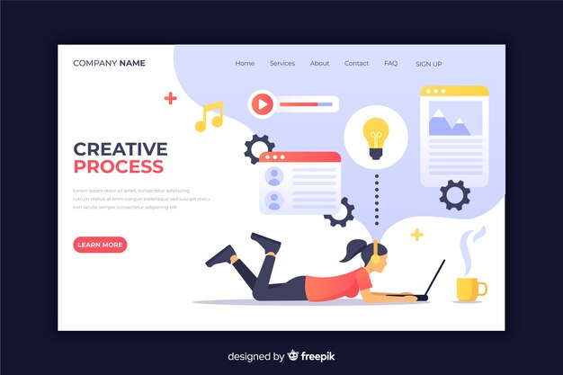 Hand drawn creative process landing page