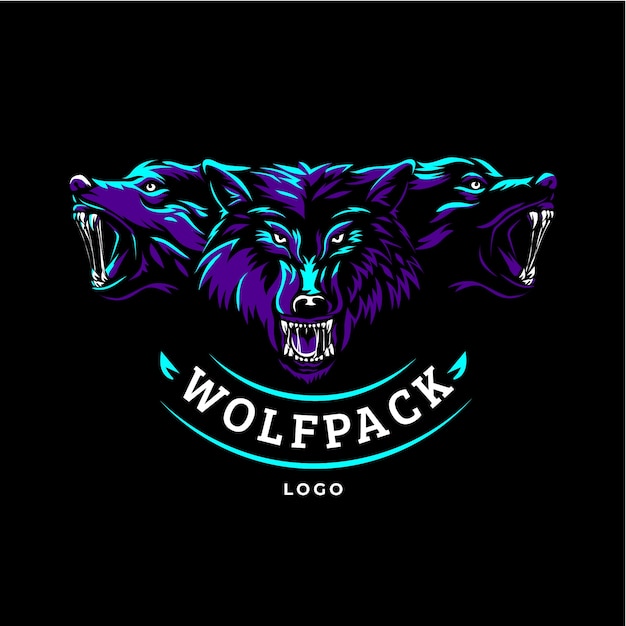 Free Vector hand drawn creative wolfpack logo template