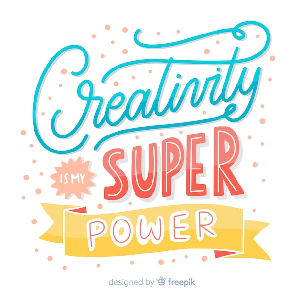 Free Vector hand drawn creativity quotation lettering background