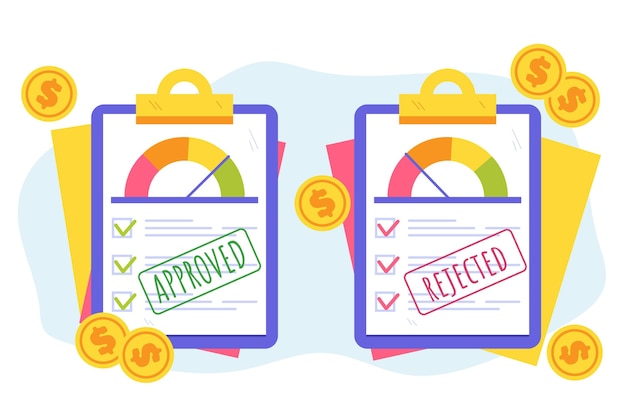 Free Vector hand drawn credit assessment concept with coins