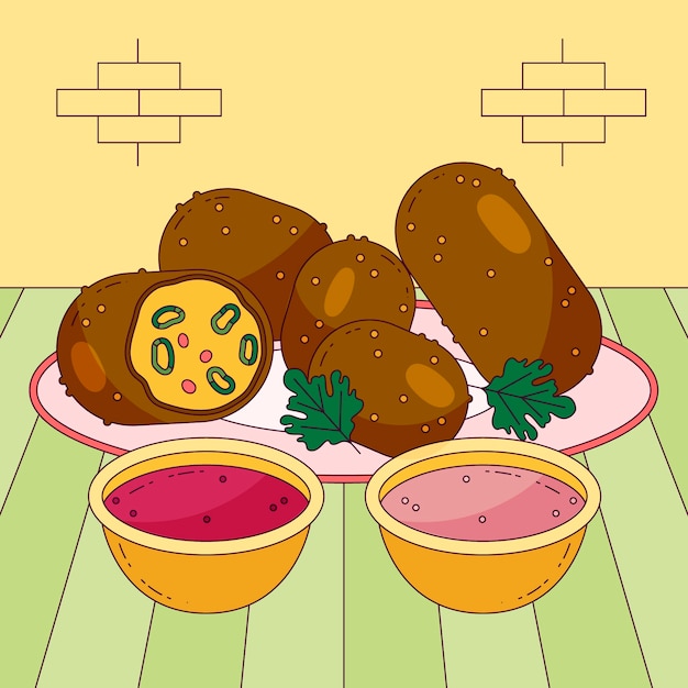 Free vector hand drawn croquetas illustration