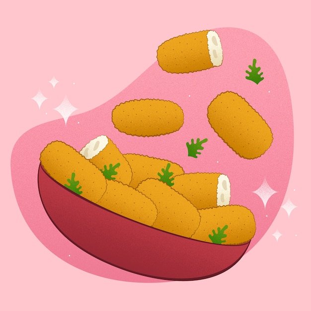 Free Vector hand drawn croquetas illustration