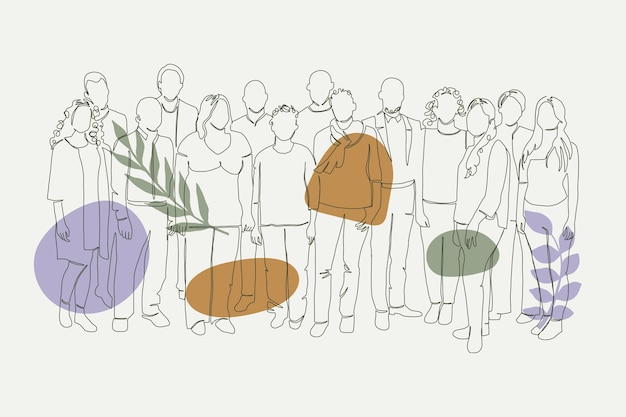 Free Vector hand drawn crowd drawing illustration