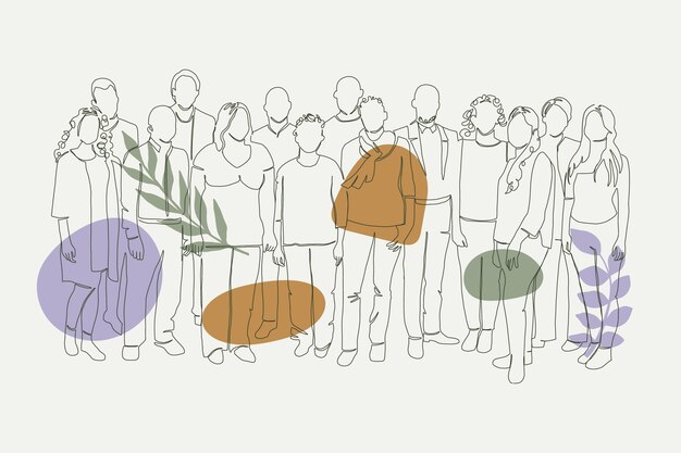 Hand drawn crowd drawing illustration