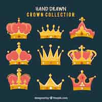 Free vector hand drawn crown collection