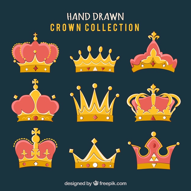 Free Vector hand drawn crown collection