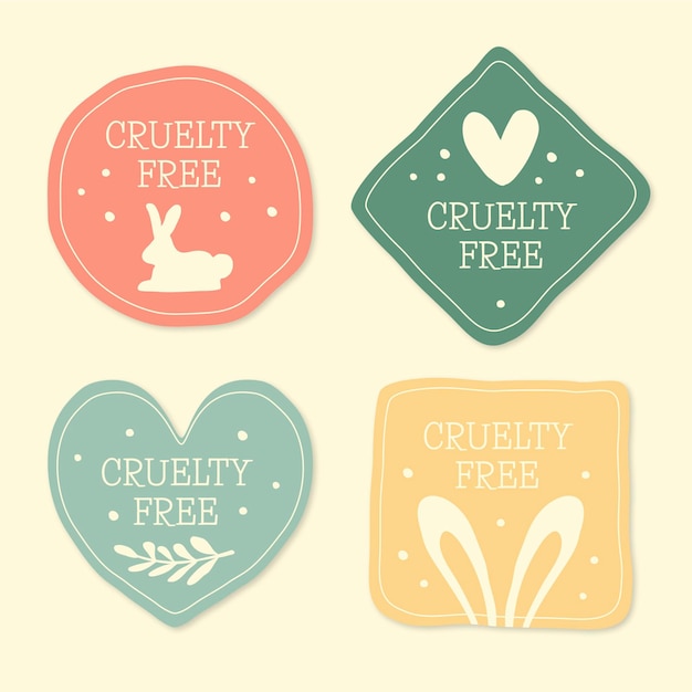 Free Vector hand drawn cruelty free badge collection