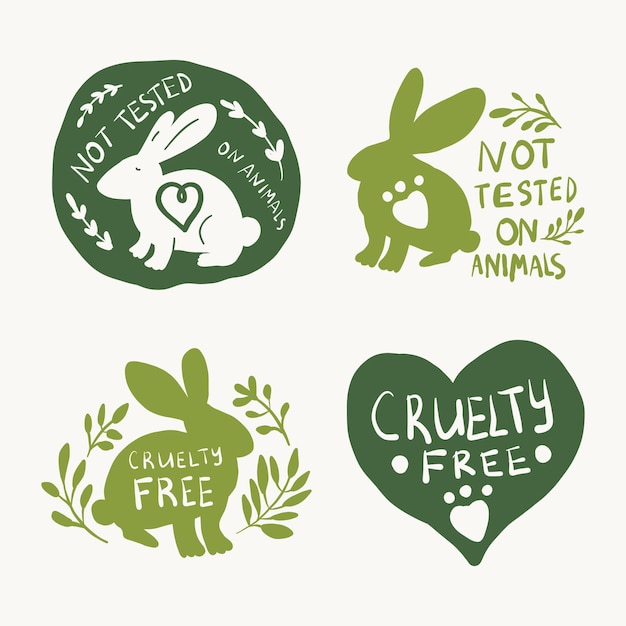 Hand drawn cruelty free badge collection