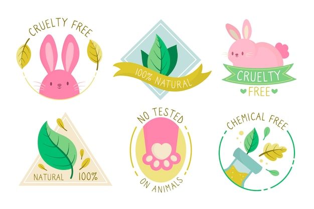 Free Vector hand drawn cruelty free badge collection