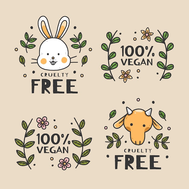 Free Vector hand-drawn cruelty free badge collection