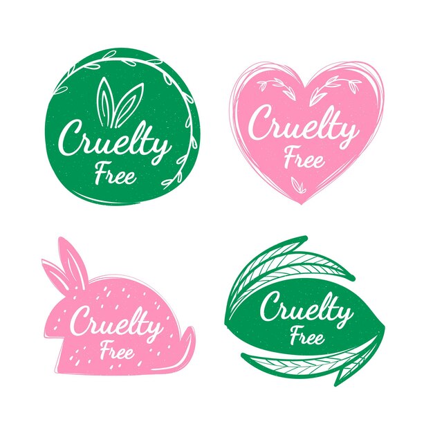 Hand drawn cruelty free badge set