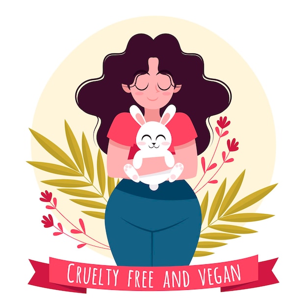 Free Vector hand drawn cruelty free and vegan concept with woman