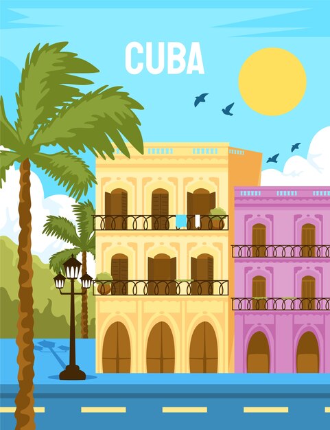 Hand drawn cuba illustration