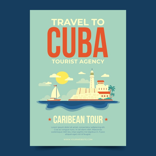 Hand drawn cuba poster template