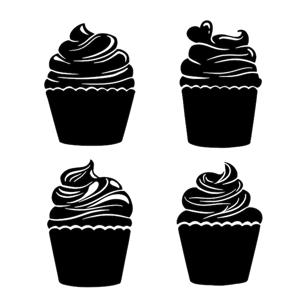 Free vector hand drawn cupcake  silhouette illustration