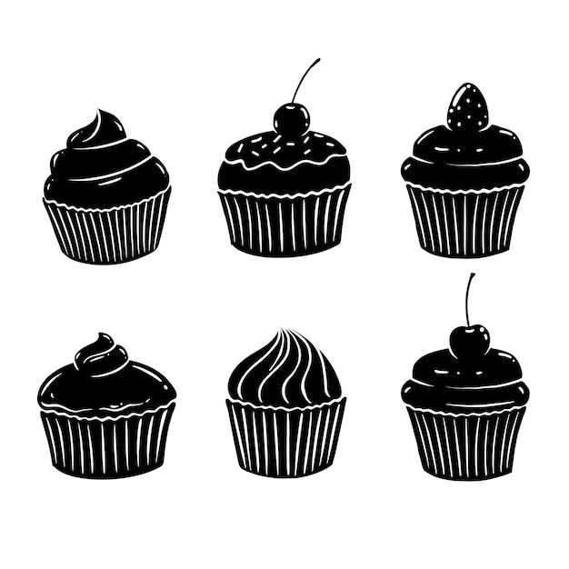 Free Vector hand drawn cupcake  silhouette illustration