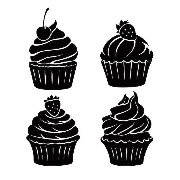 Hand drawn cupcake silhouette