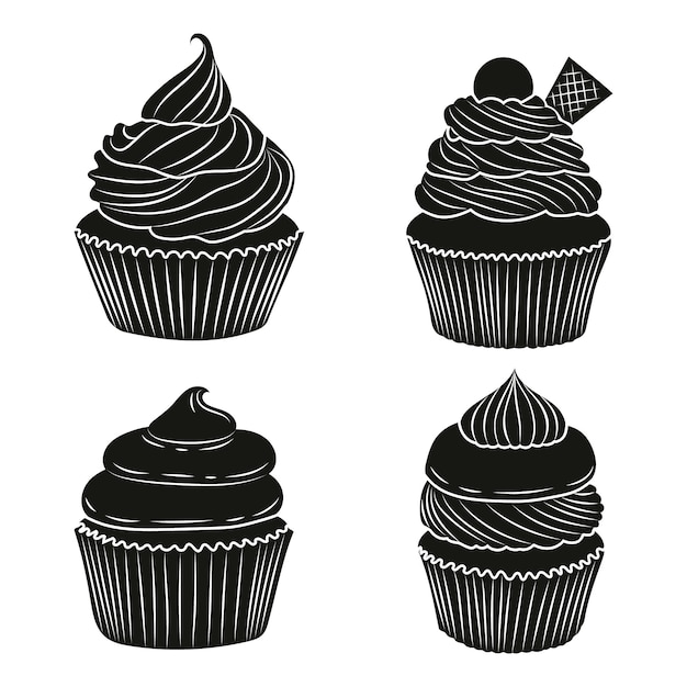 Free vector hand drawn cupcake silhouette