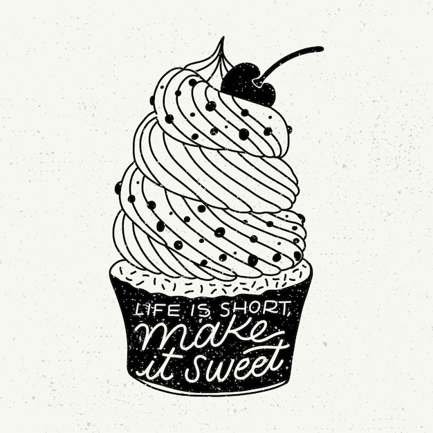 Free Vector hand drawn cupcake silhouette