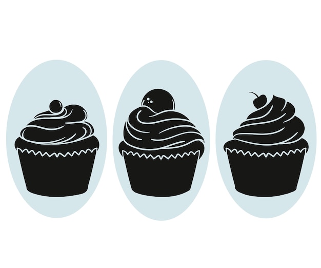 Free Vector hand drawn cupcake silhouette