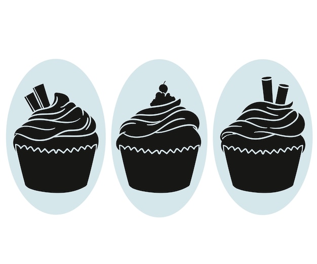 Free vector hand drawn cupcake silhouette