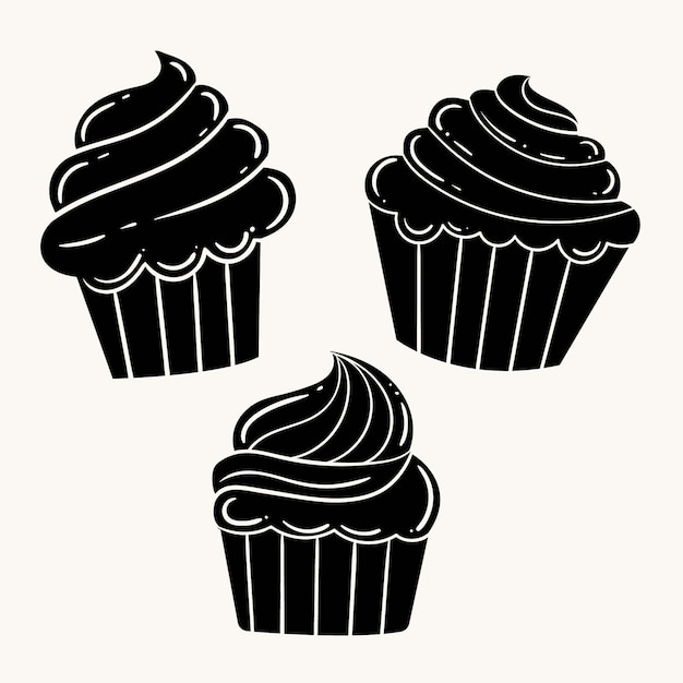 Free Vector hand drawn cupcake silhouette