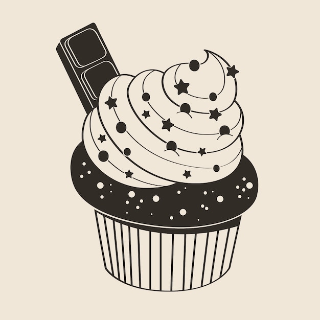 Free vector hand drawn cupcake silhouette