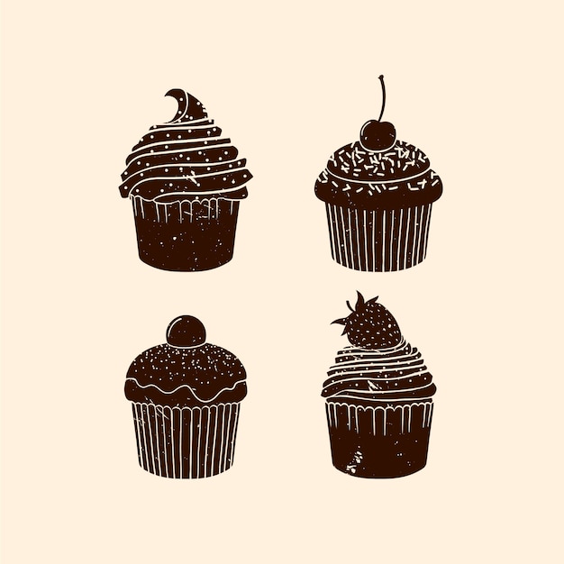 Free vector hand drawn cupcake silhouette