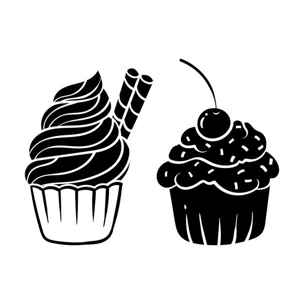 Hand drawn cupcake silhouette