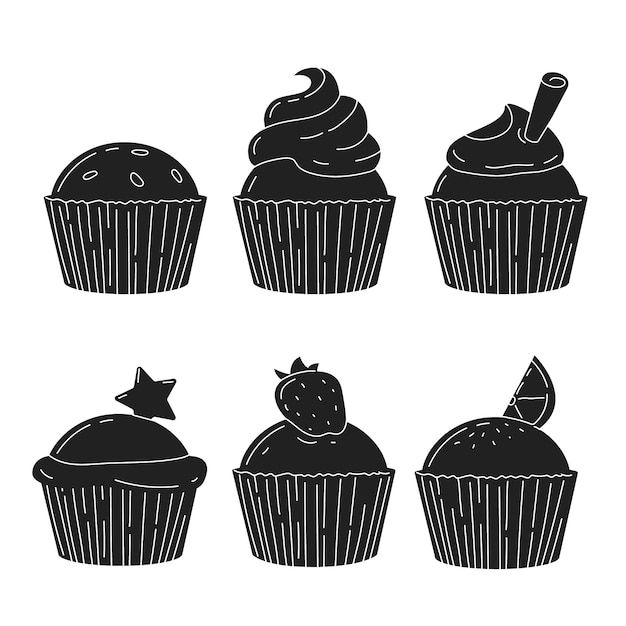 Hand drawn cupcake silhouette