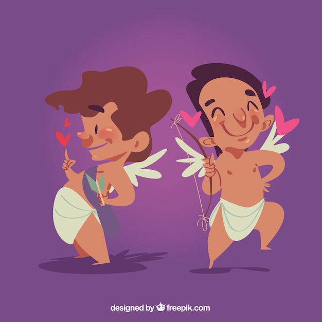 Free Vector hand drawn cupid character collection