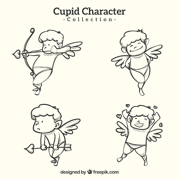 Free vector hand drawn cupid character collection