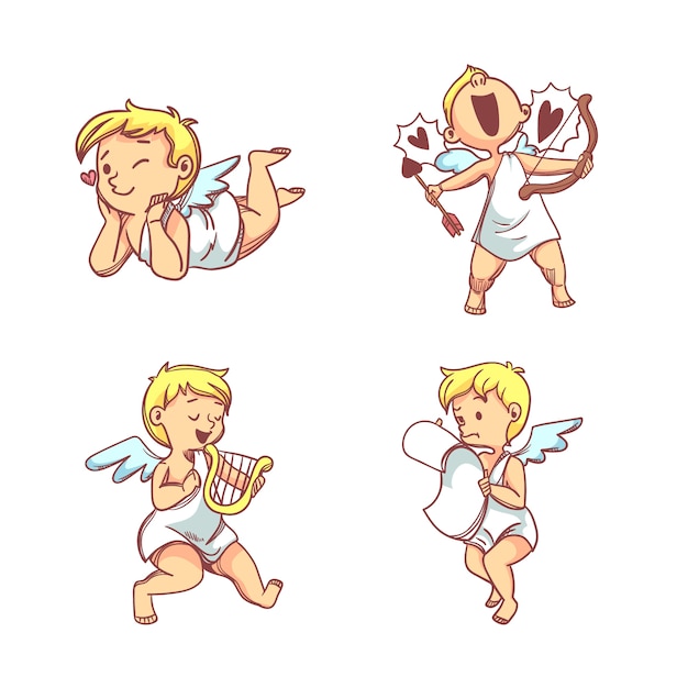 Hand drawn cupid character collection