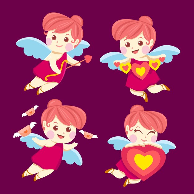 Hand drawn cupid character collection