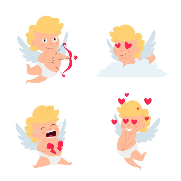 Hand drawn cupid character collection