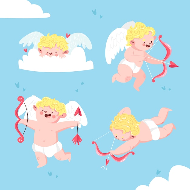 Free Vector hand drawn cupid character collection