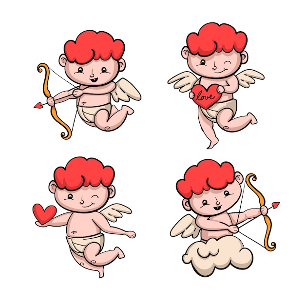 Free vector hand drawn cupid character collection