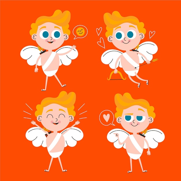 Hand drawn cupid character collection